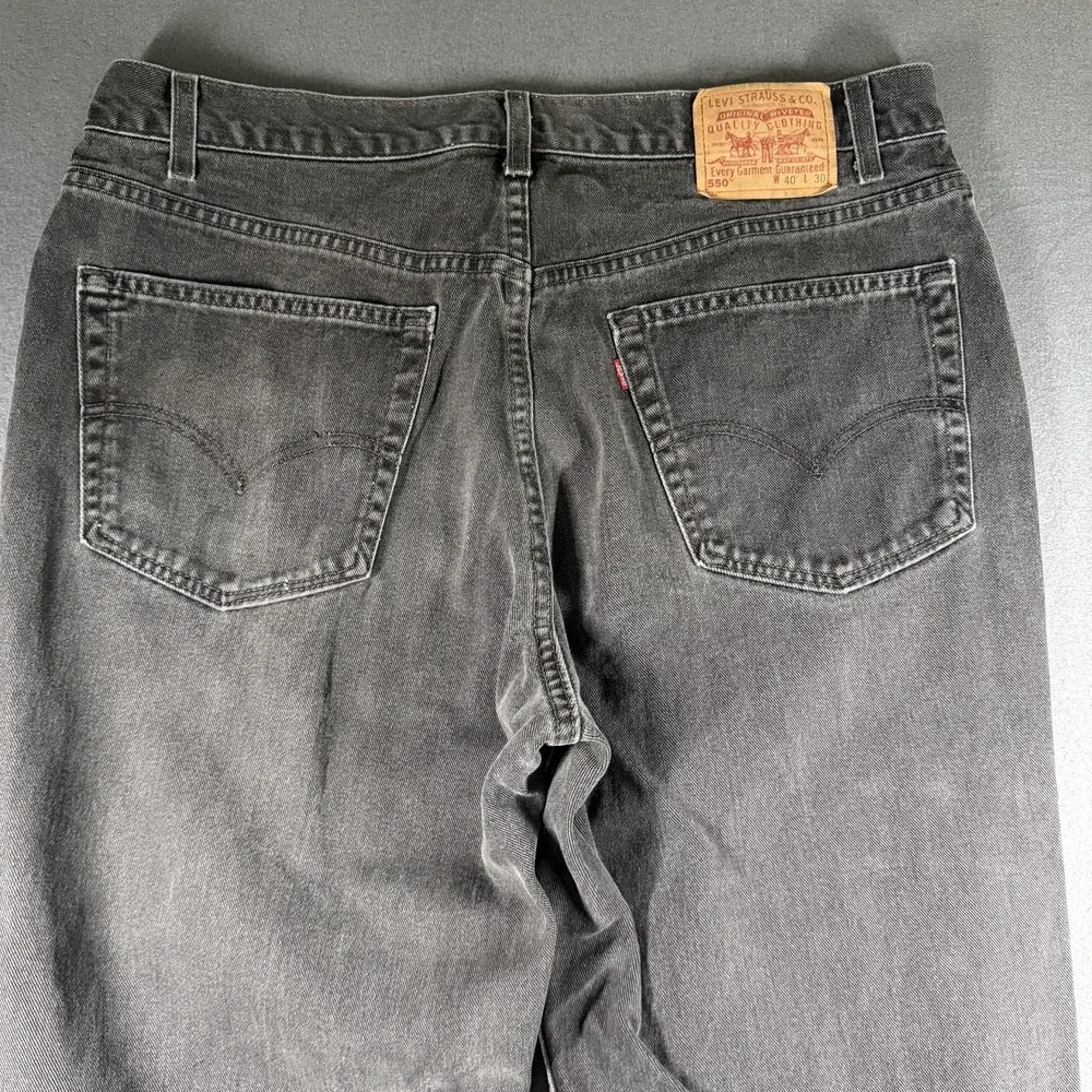 Vintage‎ Levis 550 Jeans Mens 40x30 Relaxed Tapered Faded Black Wash Made USA